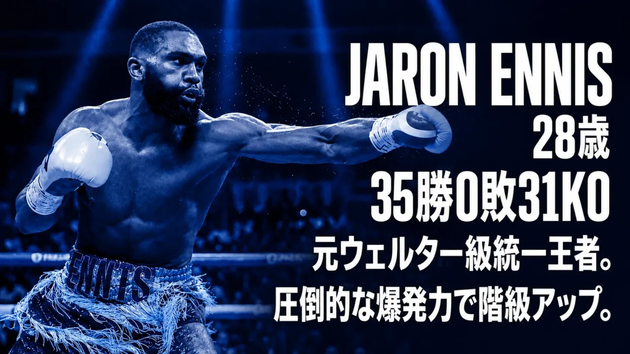 ジャロン・エニスの35勝無敗31KOと元ウェルター級統一王者としてのプロフィール