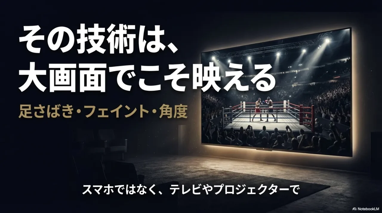 足さばきやフェイントなどの技巧は大画面視聴で見え方が変わることを示す画像