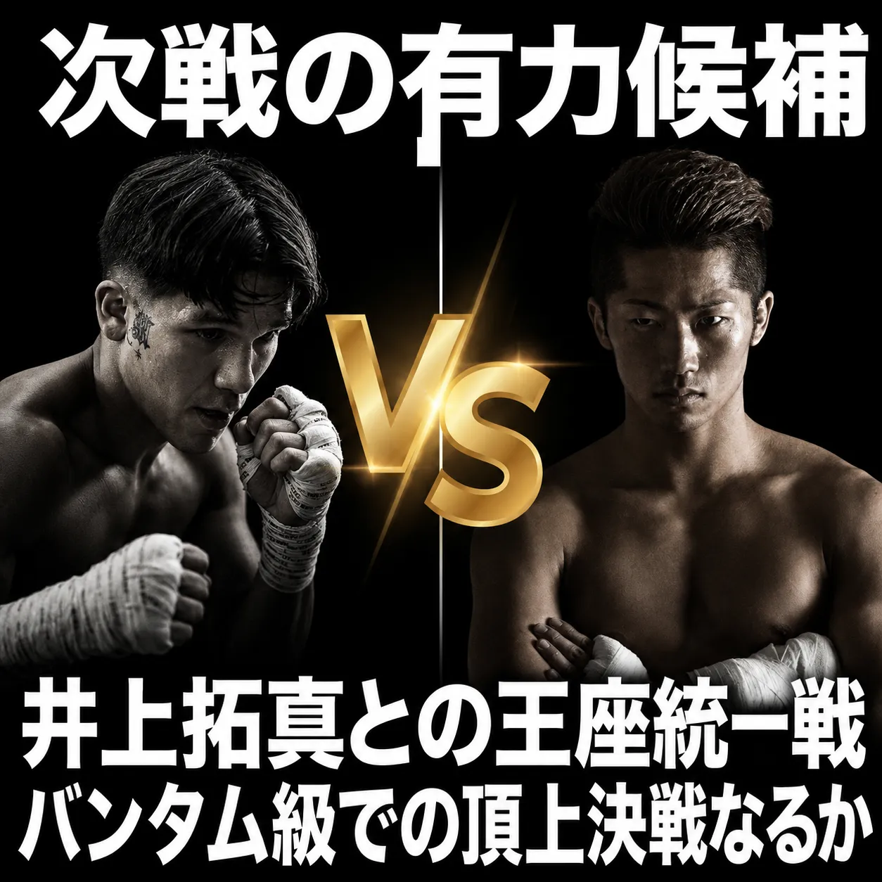 ジェシー・ロドリゲスと井上拓真のバンタム級王座統一戦構想を示す対戦画像