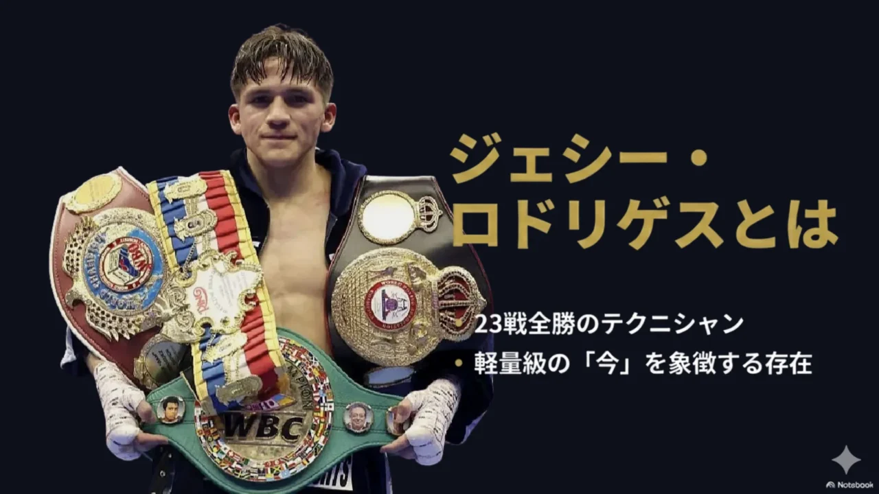 ジェシー・ロドリゲスが23戦全勝のテクニシャンであることを示す紹介画像