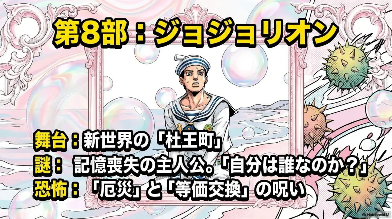 主人公と泡のモチーフを中心に、街の違和感（ミステリー）を表現した