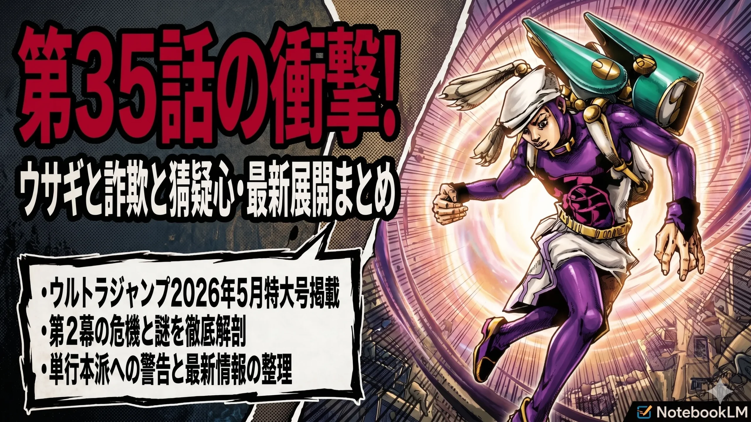 ジョジョランズ第35話の衝撃、ウサギと詐欺と猜疑心の要点、36話や単行本情報をまとめた画像