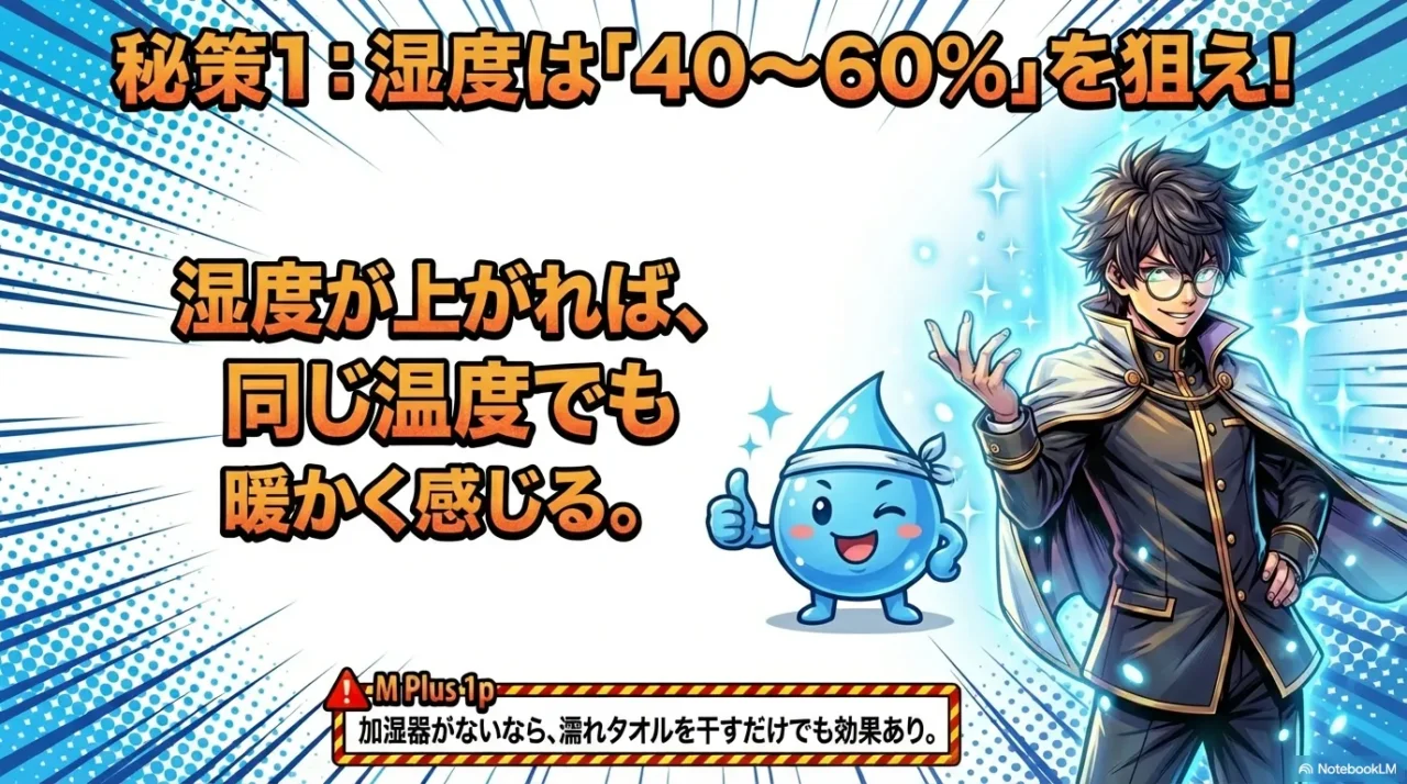 湿度を40〜60%に整えて同じ室温でも暖かく感じやすくするコツ（設定温度節約）