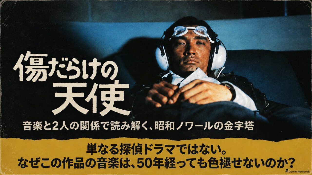 『傷だらけの天使』のタイトルと木暮修を中心に、昭和ノワールと音楽の魅力を紹介する記事アイキャッチ