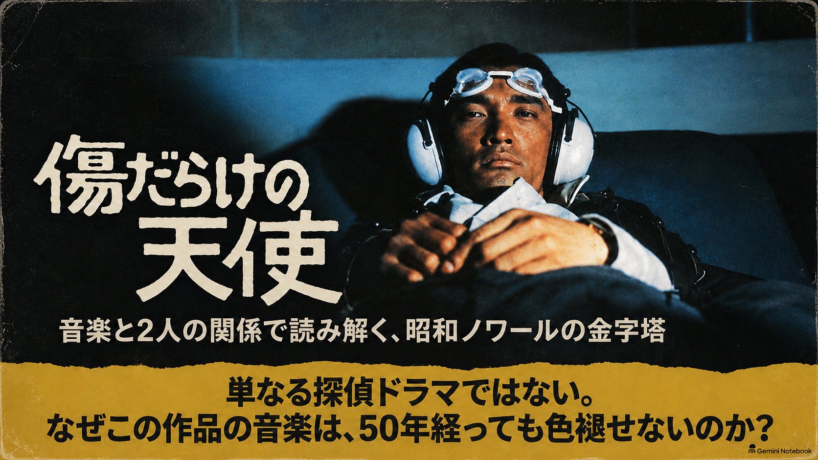 『傷だらけの天使』のタイトルと木暮修を中心に、昭和ノワールと音楽の魅力を紹介する記事アイキャッチ