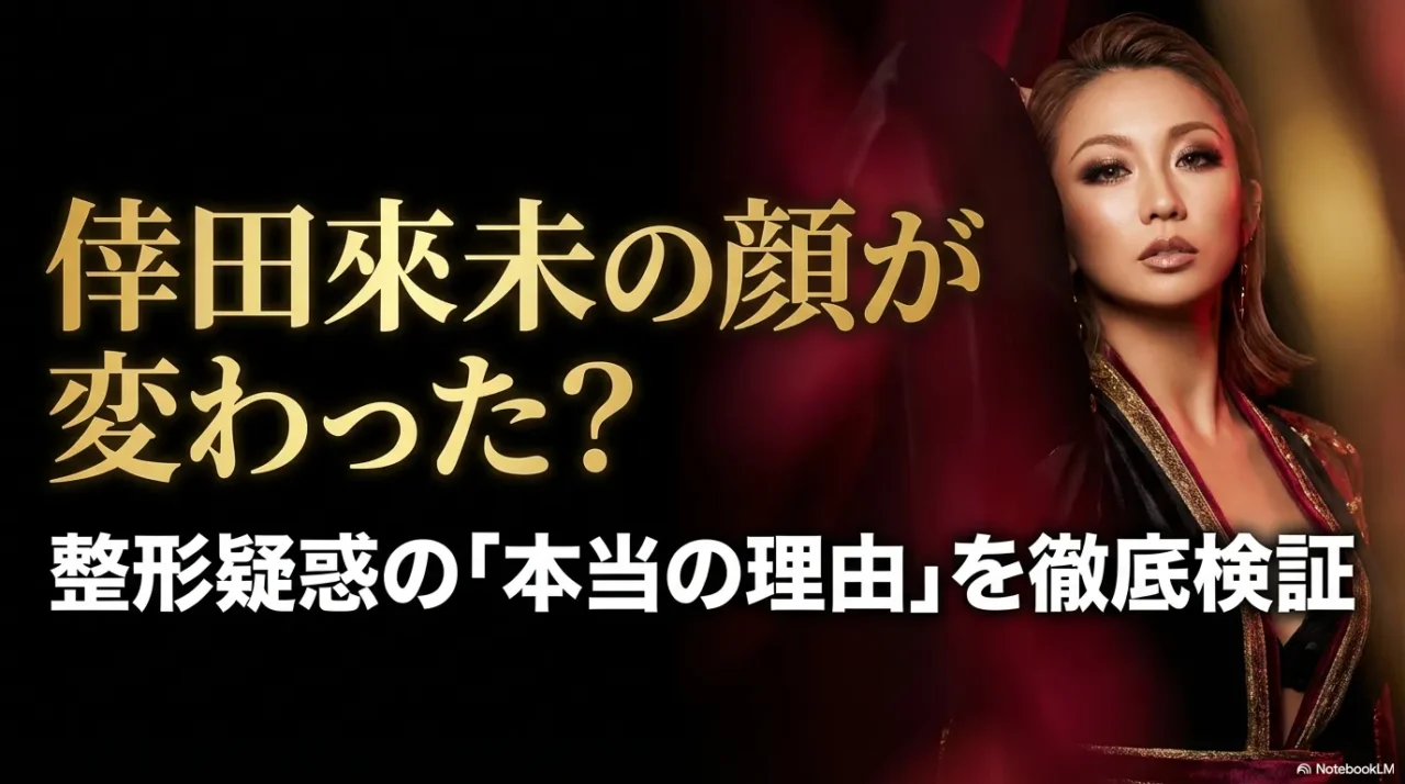 倖田來未 顔変わったをテーマにしたタイトル画像。整形疑惑の本当の理由を検証する大見出しと女性ビジュアルが配置されている