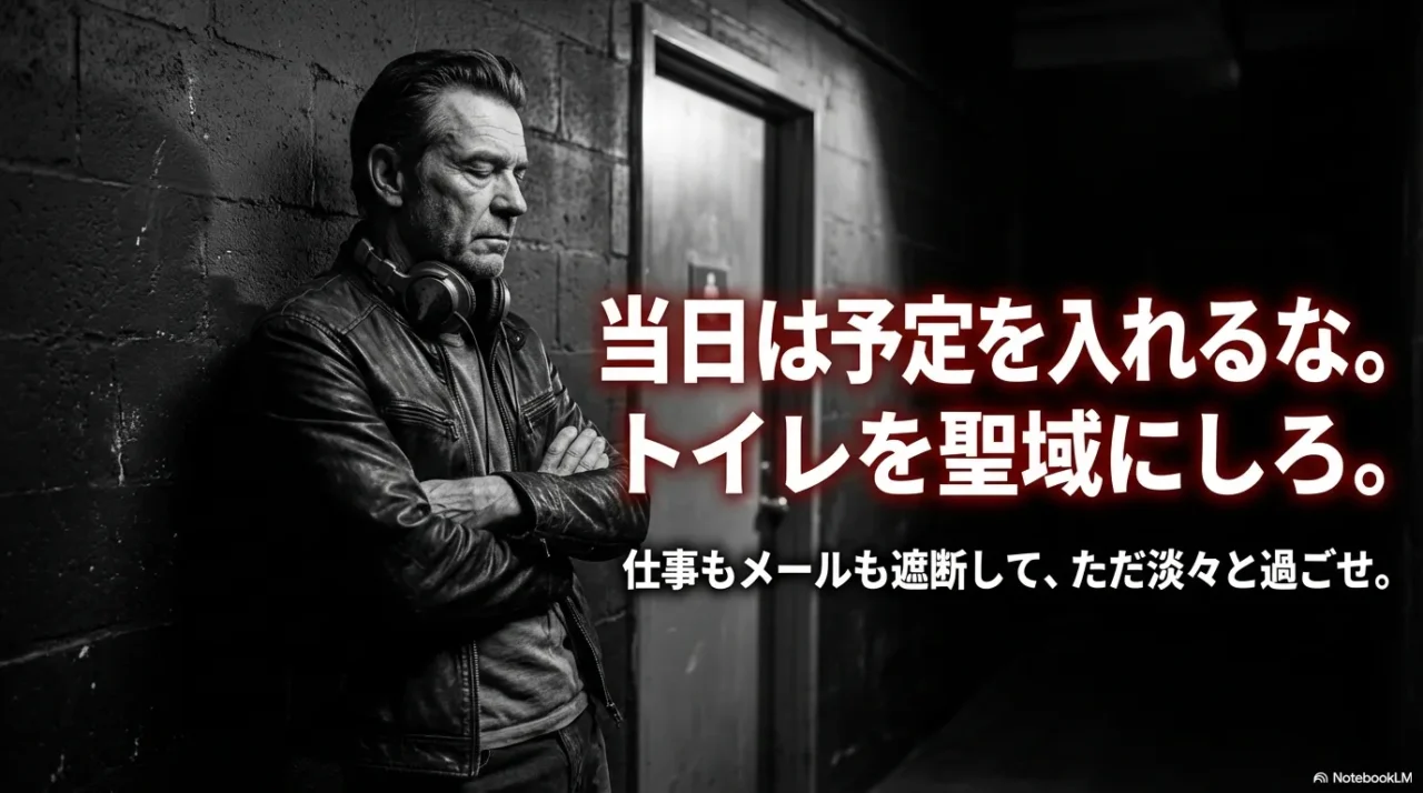 下剤を飲む日は予定を完全に空け、トイレ環境を整えて仕事や連絡を遮断し淡々と過ごすコツ