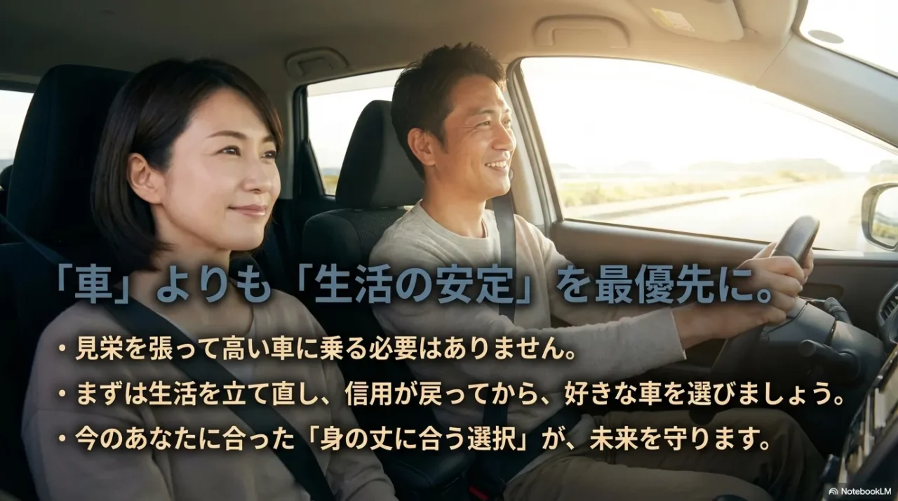 車よりも生活の安定を最優先に。見栄を張らず、身の丈に合う選択が未来を守ります。