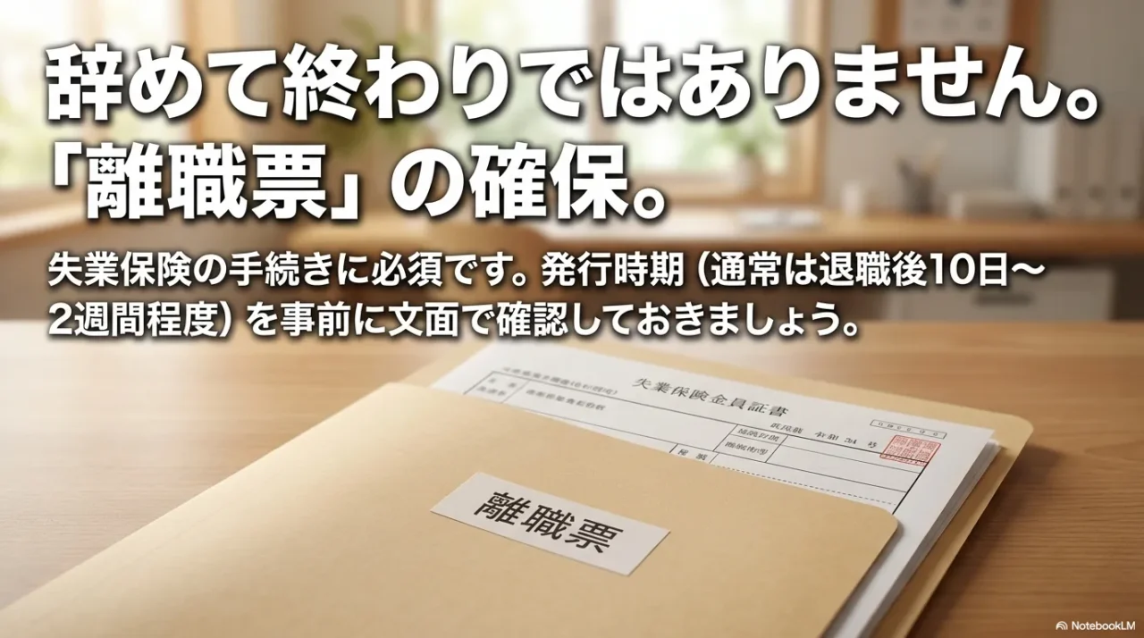 離職票の確保が失業保険手続きに必須で、発行時期を事前確認する重要性を示す画像