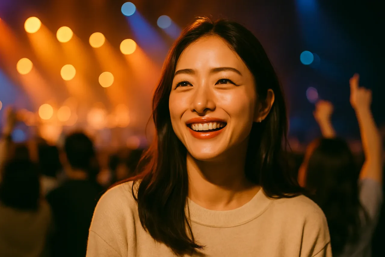 ライブを楽しむ石原さとみ風の日本人女性の笑顔