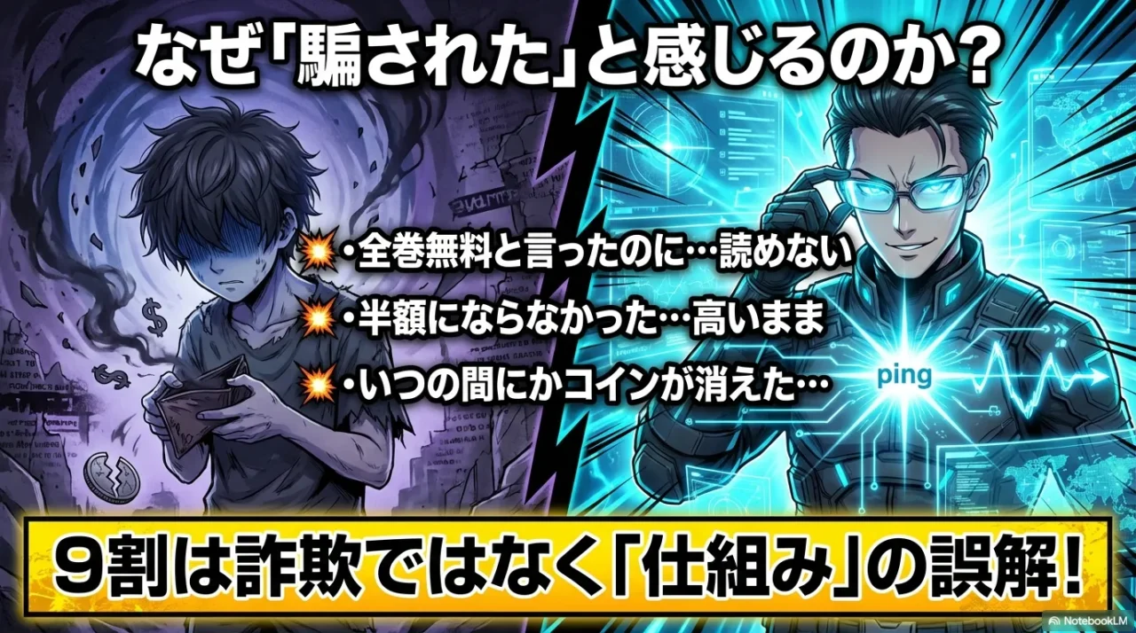 マンガコインで騙されたと感じる理由と9割は仕組みの誤解である解説