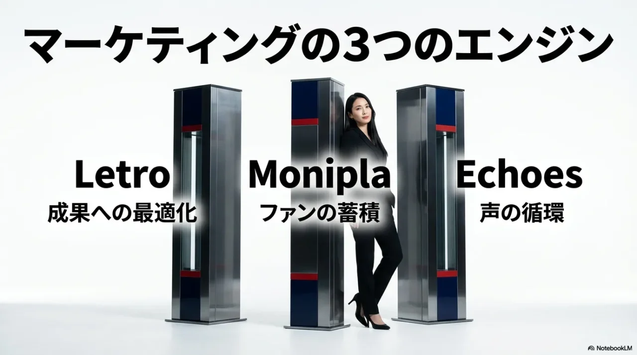 Letro・Monipla・Echoesの3サービスを役割別に示す画像