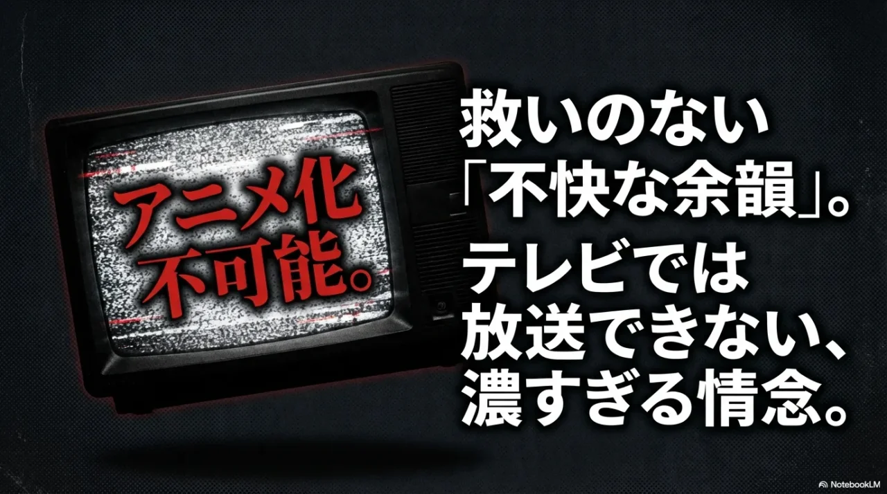 不快な余韻が強くテレビ放送向きではないことを示すアニメ化不可の画像
