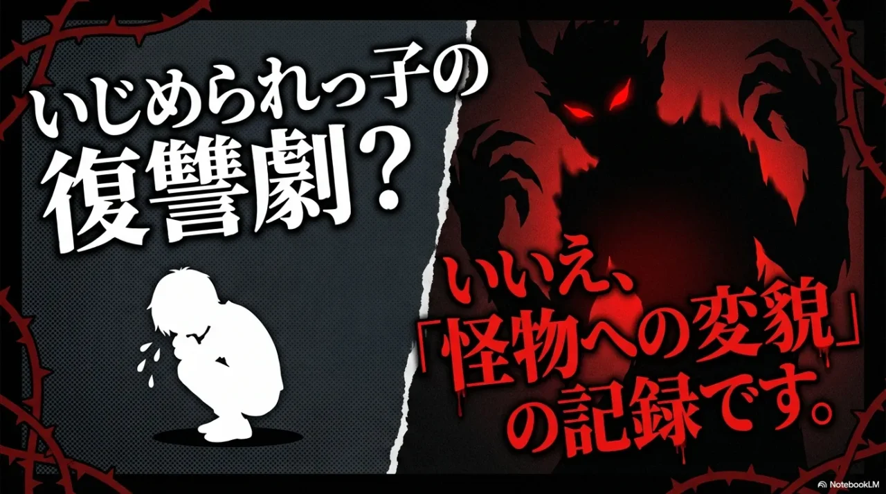 いじめられっ子の復讐劇ではなく怪物への変貌の記録という訴求画像