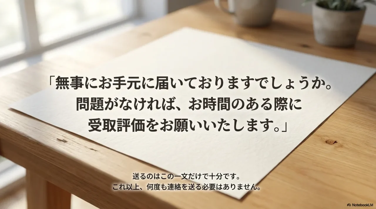 角が立ちにくい受取評価の確認メッセージ例を示すイメージ写真
