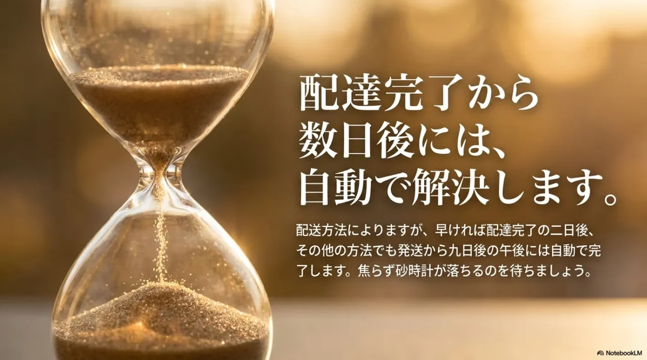 配達完了から数日後に自動で取引が進むイメージを表す写真