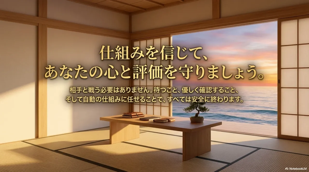 仕組みを信じて冷静に進めることで受取評価トラブルを乗り切るイメージ写真