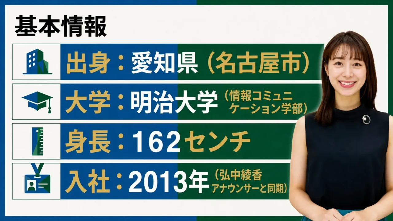 林美沙希の出身地や大学や身長や入社年をまとめた基本情報画像