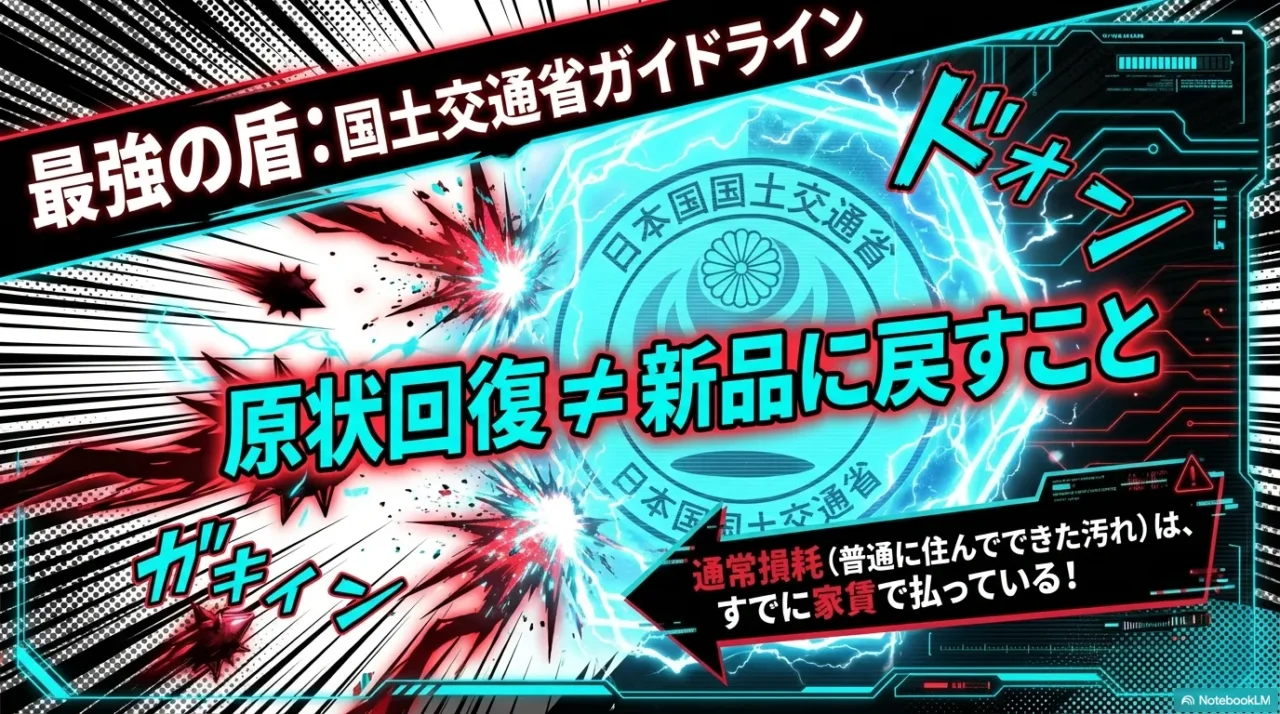 原状回復とは新品に戻すことではない。通常損耗は家賃に含まれるという国土交通省ガイドラインの解説