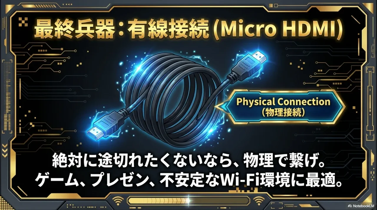 ワイヤレスより安定するMicroHDMI有線接続のメリットと用途