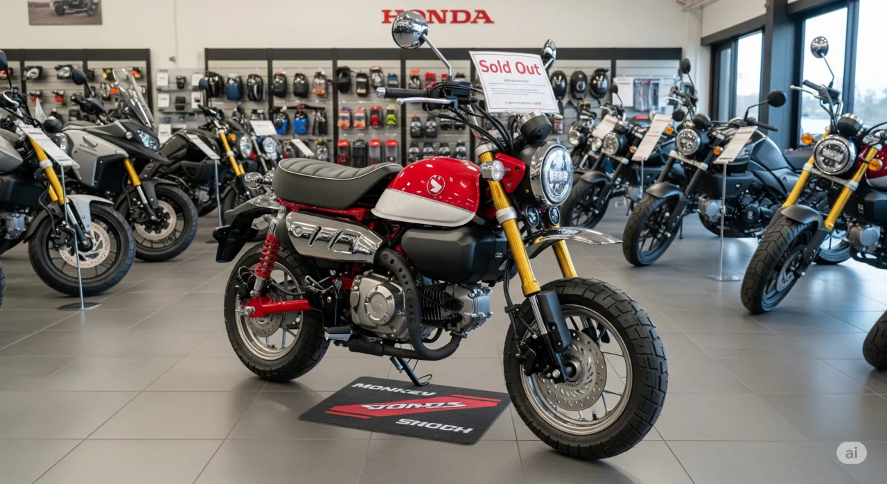 バイクショップで「SOLD OUT」の札が付いたモンキー125