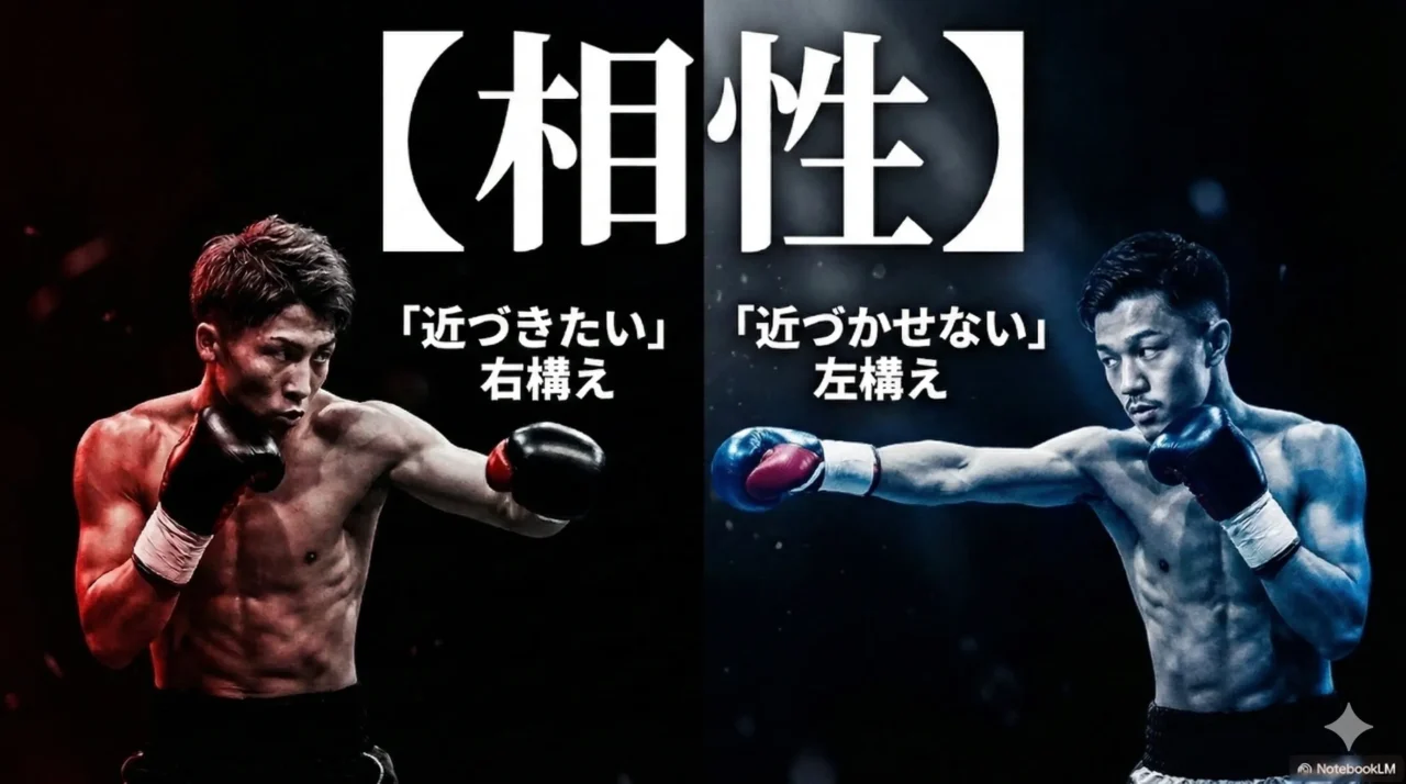 近づきたい井上尚弥と、近づかせたくない中谷潤人の相性を示した画像。