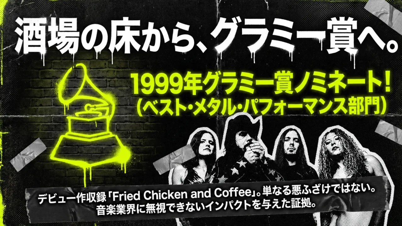 ナッシュビルプッシーが1999年にグラミー賞ベストメタルパフォーマンス部門にノミネートされたことを示す画像