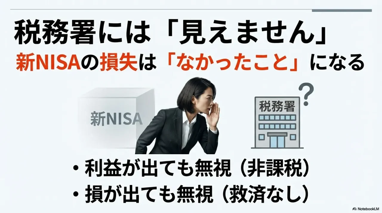 新NISAの損失は税務上なかったことになり損益通算できないことを示す画像