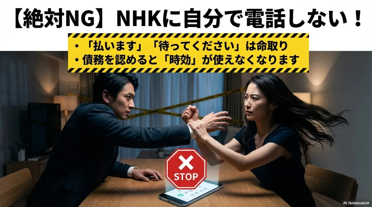 NHKに連絡すると債務承認と扱われ時効が使えなくなる可能性がある