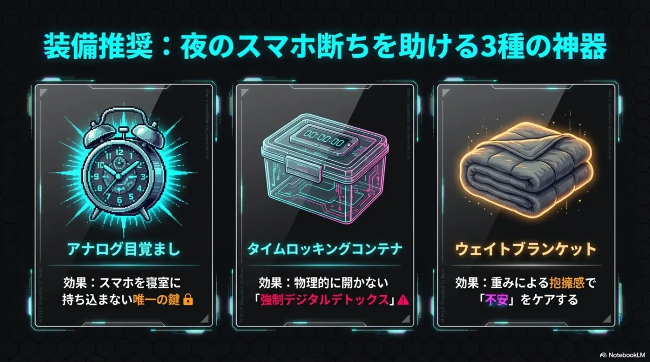 就寝前のスマホ使用を防ぐための物理的アイテム紹介