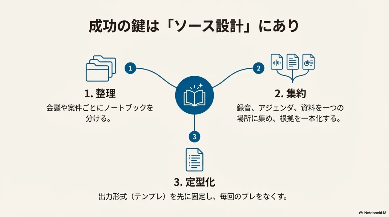 ソース設計の3要素（整理・集約・定型化）