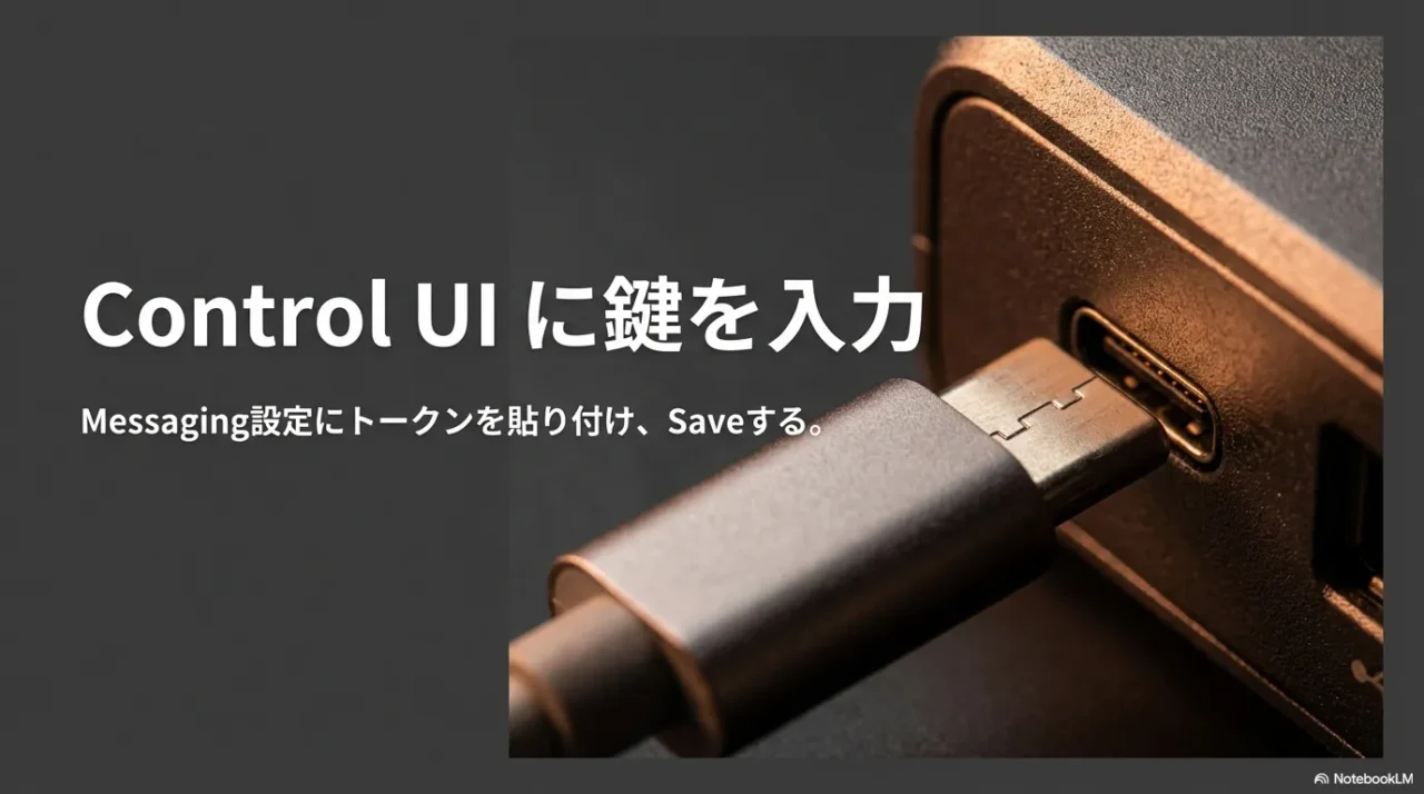 Control UIのTelegram連携設定でトークンを入力して保存する画像