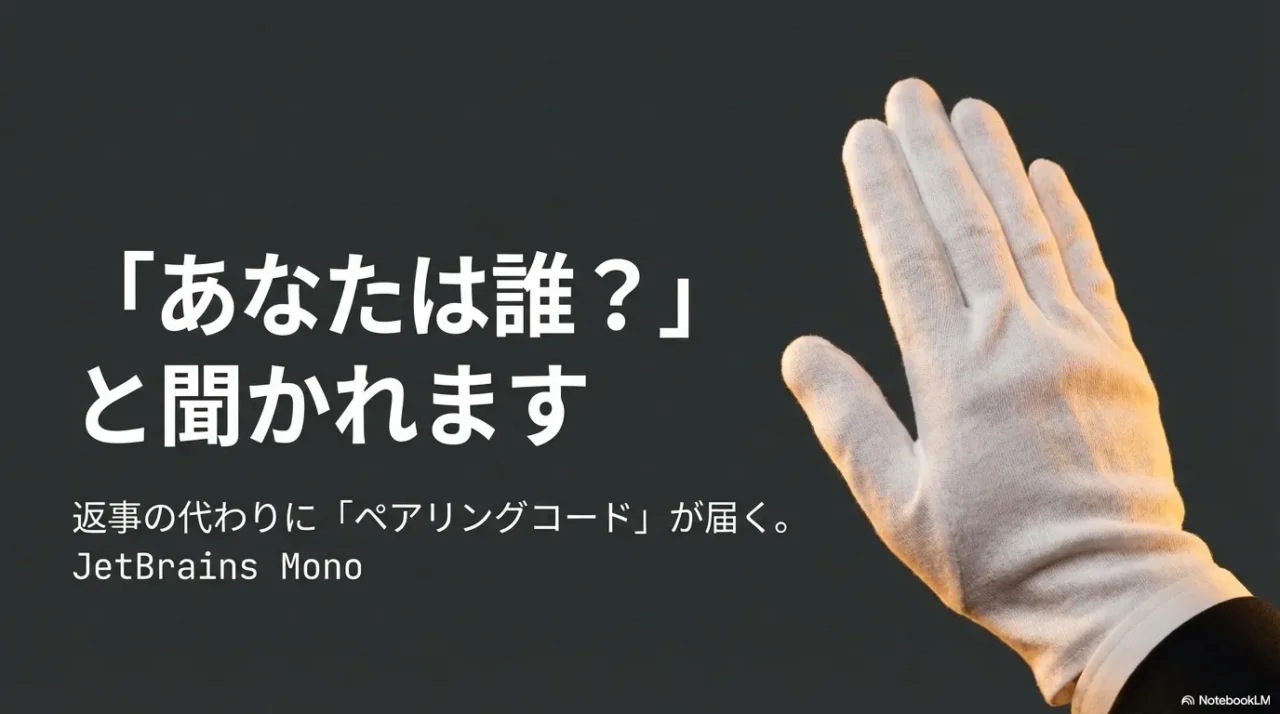 最初のメッセージでは返事ではなくペアリングコードが返ることを説明する画像