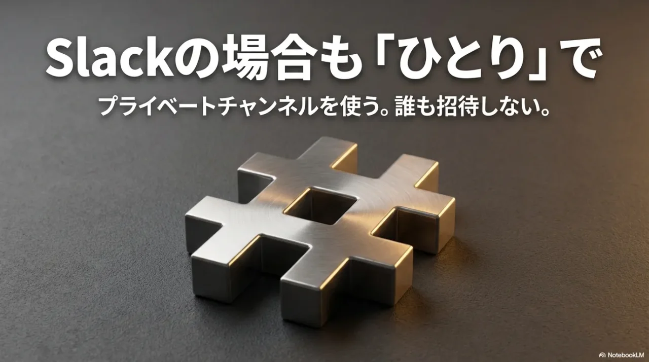 Slack連携でも最初は自分だけのプライベートチャンネルで試す方針画像