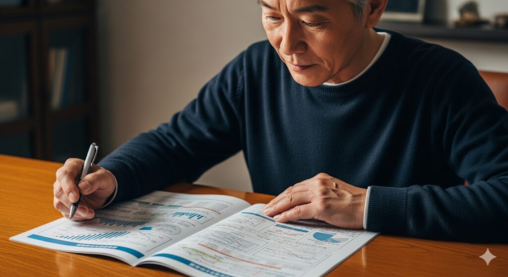 60歳から年金制度の仕組みを真剣に読む日本人男性