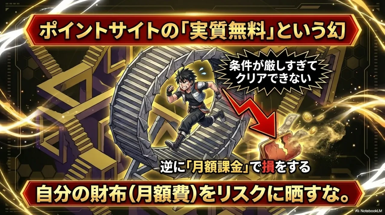ポイントサイトの実質無料条件の厳しさと月額課金で損をするリスク