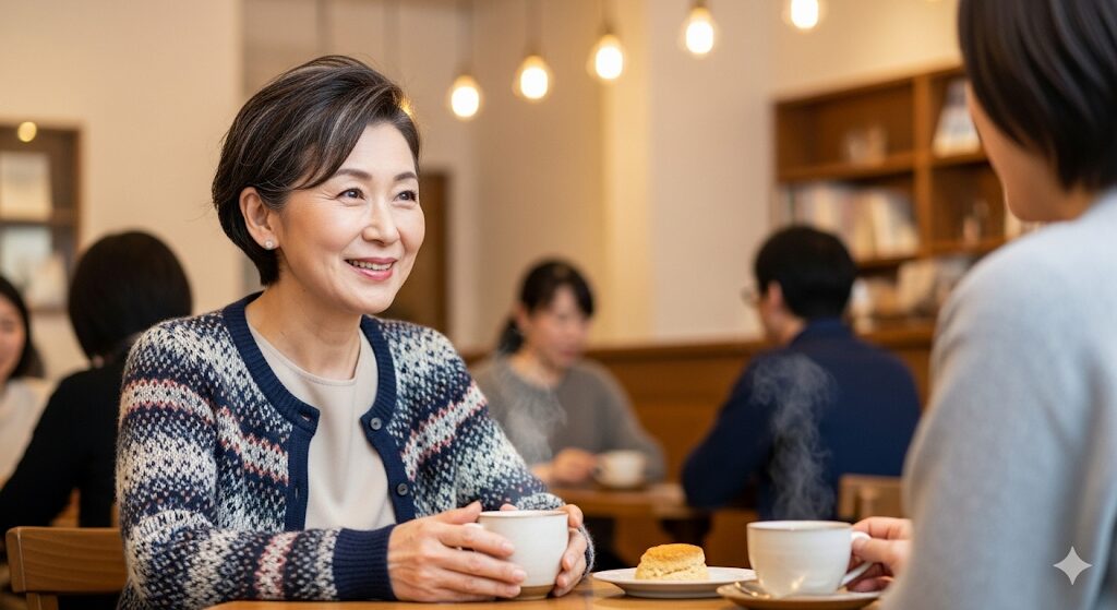 繰り上げ受給の満足を語り合う日本人女性たち