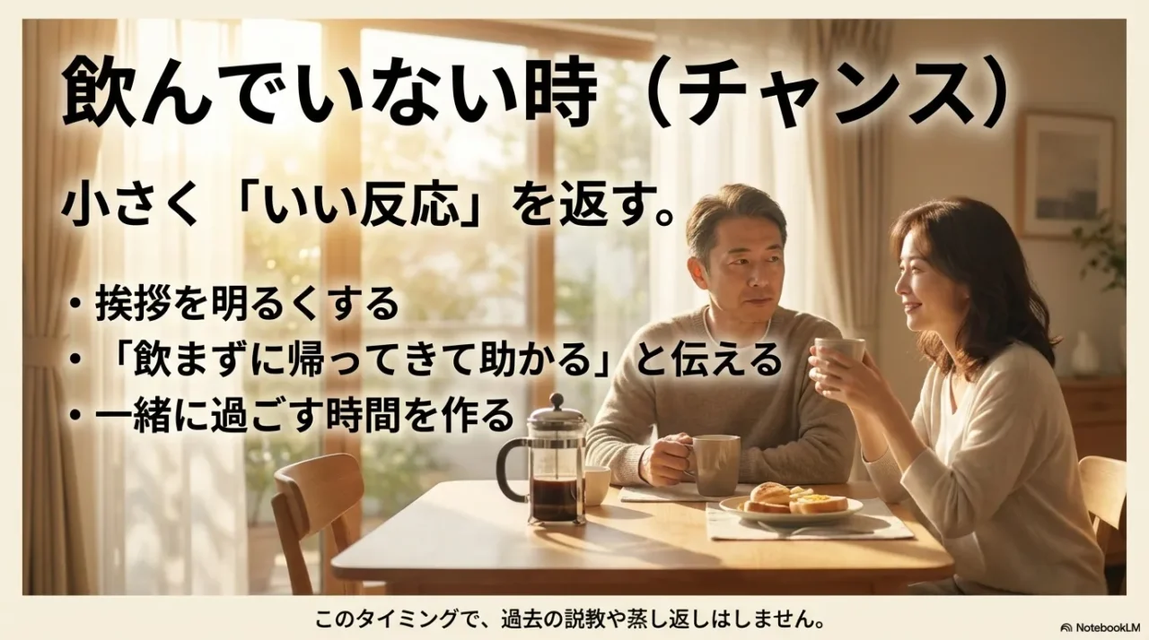 夫が飲んでいないシラフの時にとるべき肯定的な対応例