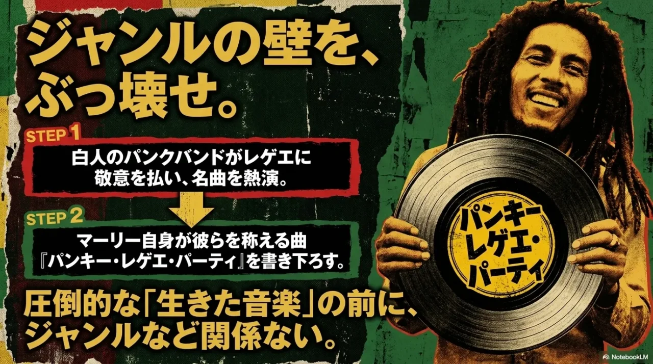 パンキーレゲエパーティを紹介するボブマーリー画像