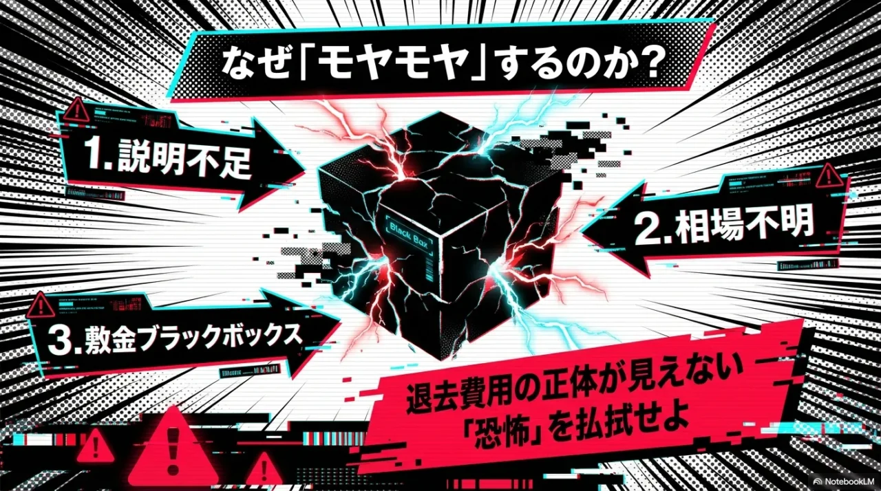 クリーニング代にモヤモヤする3つの理由：説明不足、相場不明、敷金ブラックボックス