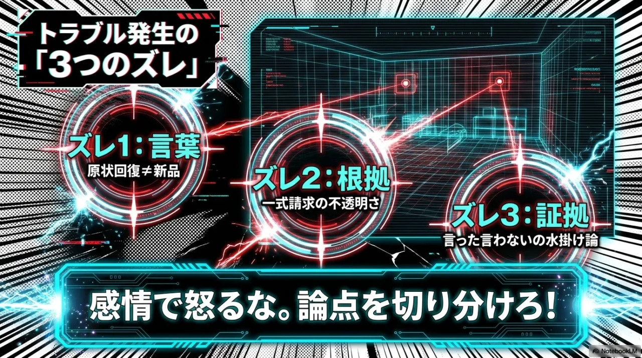 貸主と借主の間で起きる言葉・根拠・証拠の3つのズレ（原状回復の定義、一式請求、言った言わない）