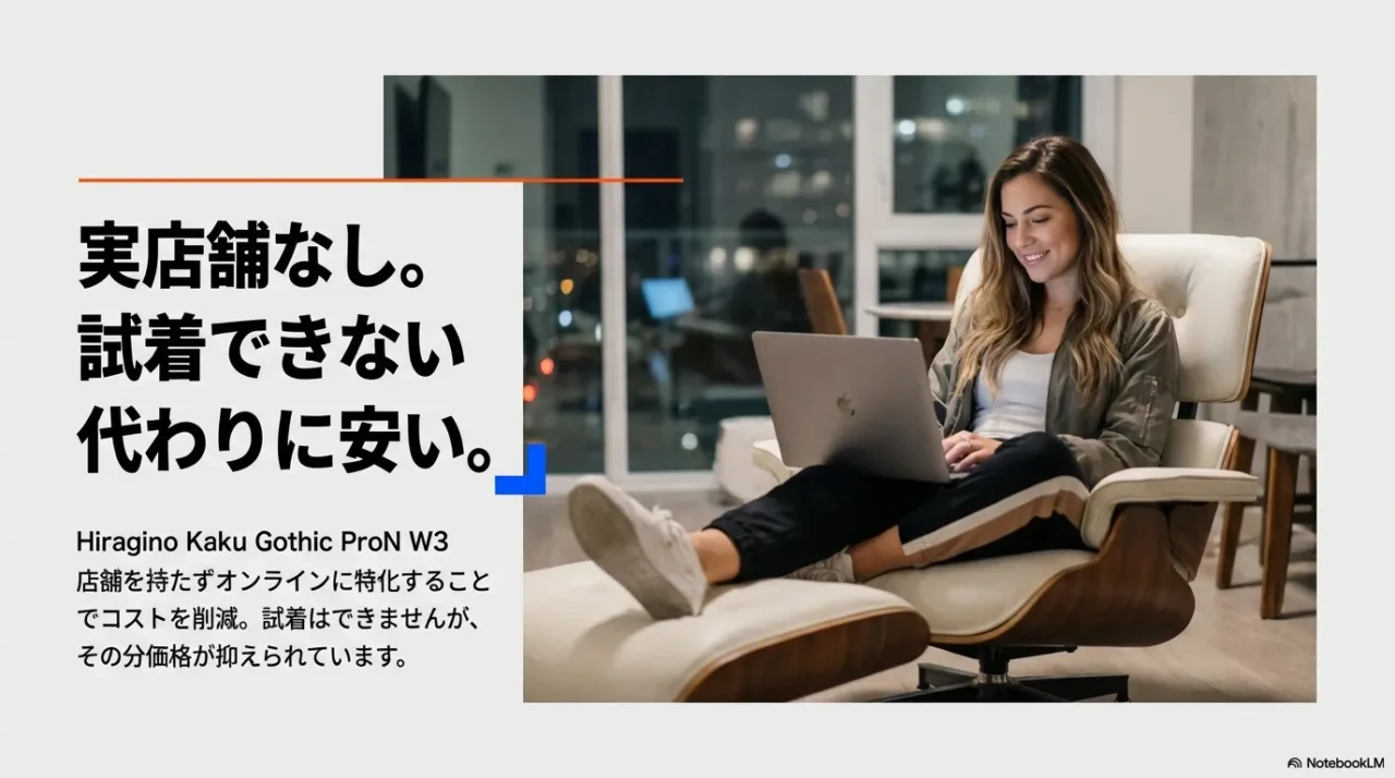 ロッキーモンローは実店舗がなく試着できないが低価格の理由になるという説明