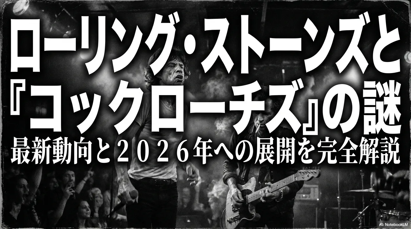 ローリング・ストーンズとコックローチズの謎を象徴するモノクロのライブイメージ