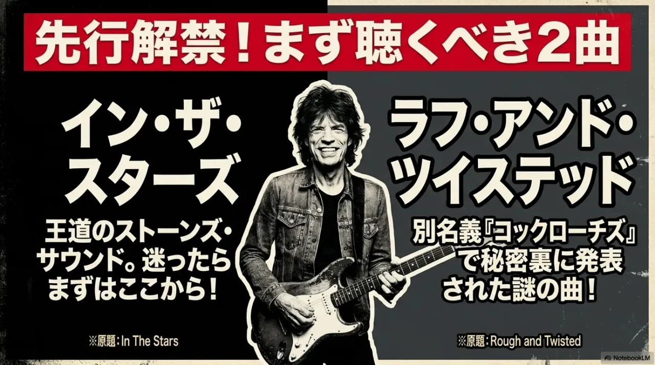 ローリングストーンズ新作の先行曲In The StarsとRough and Twistedを紹介する画像