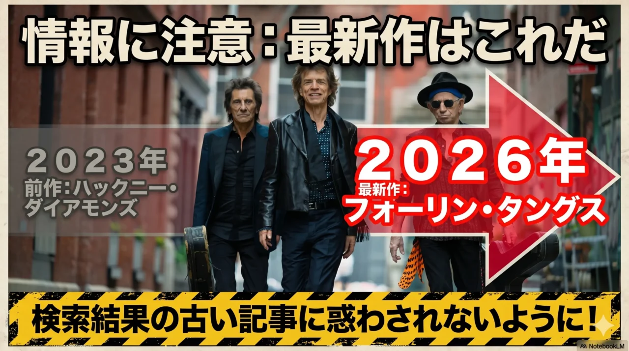 ローリングストーンズの最新作が2026年のフォーリンタングスであることを示す画像