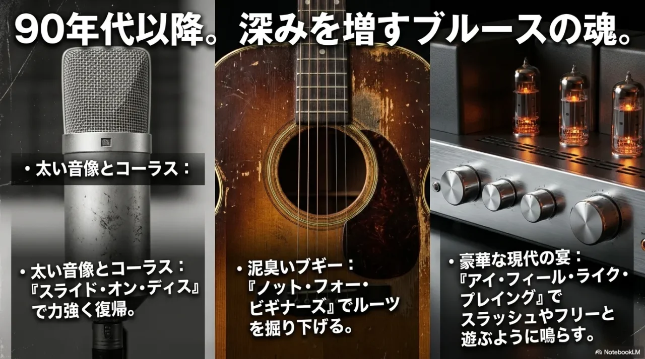 ロン・ウッドの90年代以降のソロ作品とブルース回帰を紹介する画像