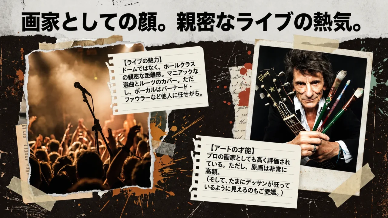 ロン・ウッドのライブの熱気と画家としての顔を紹介するコラム用画像