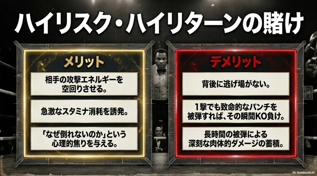 ロープ・ア・ドープのメリットとデメリットを比較した画像