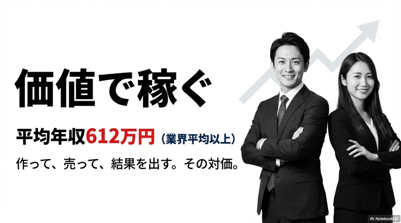平均年収612万円(目安)という数字と価値提供の考え方を示す画像