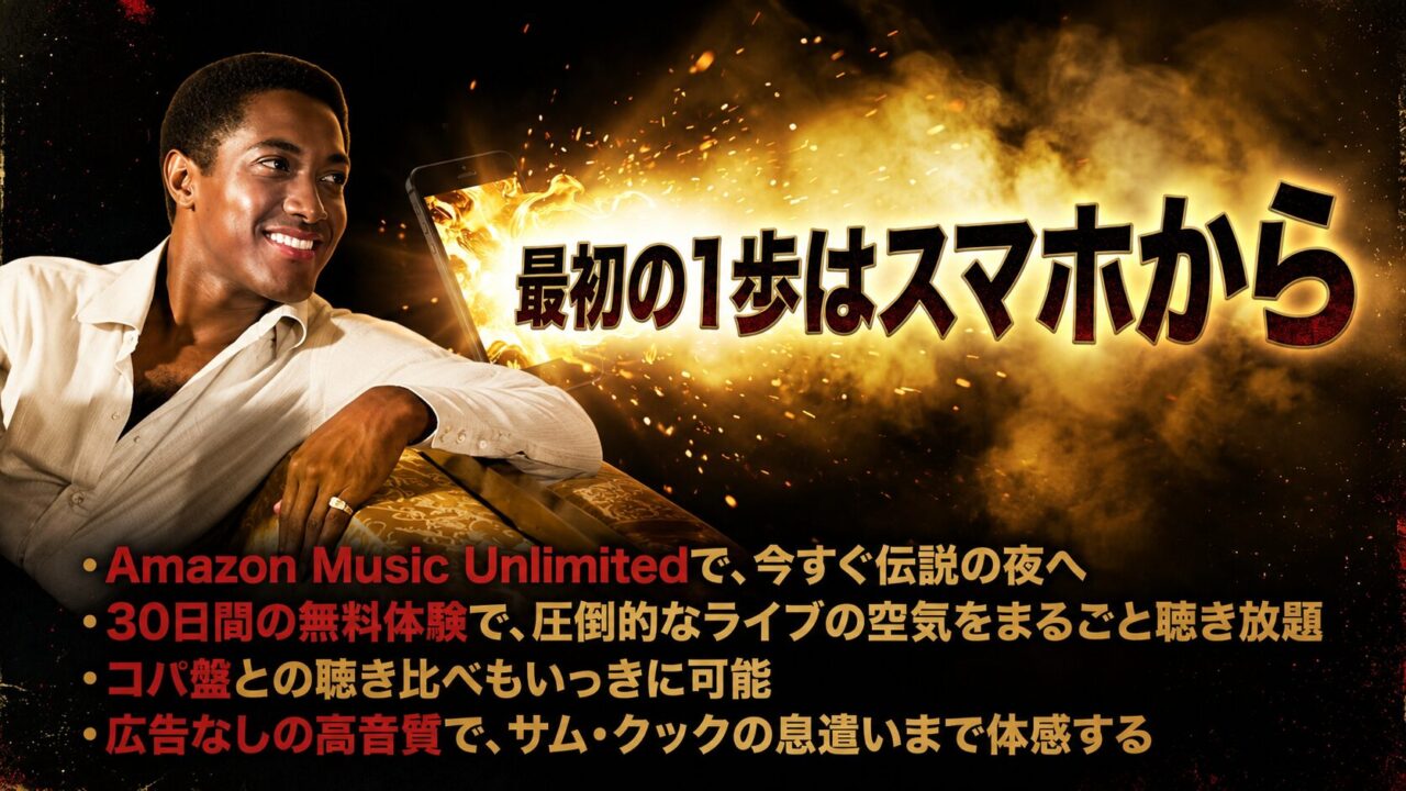 Amazon Music Unlimitedを利用して手軽にハーレムスクエア盤を楽しむ方法をまとめた画像。